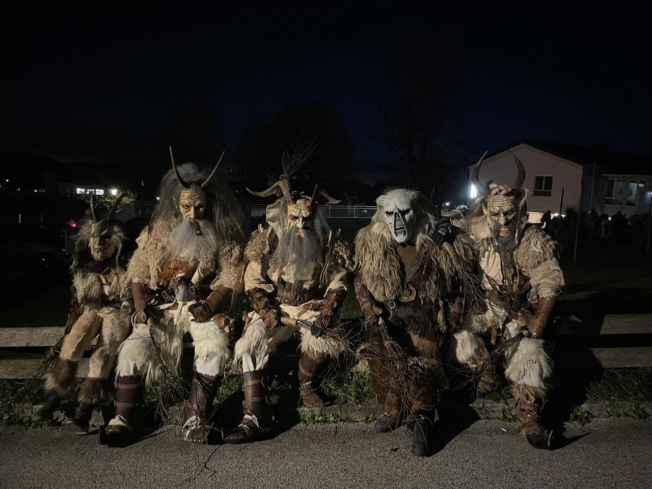 Night trail run with headlamps
